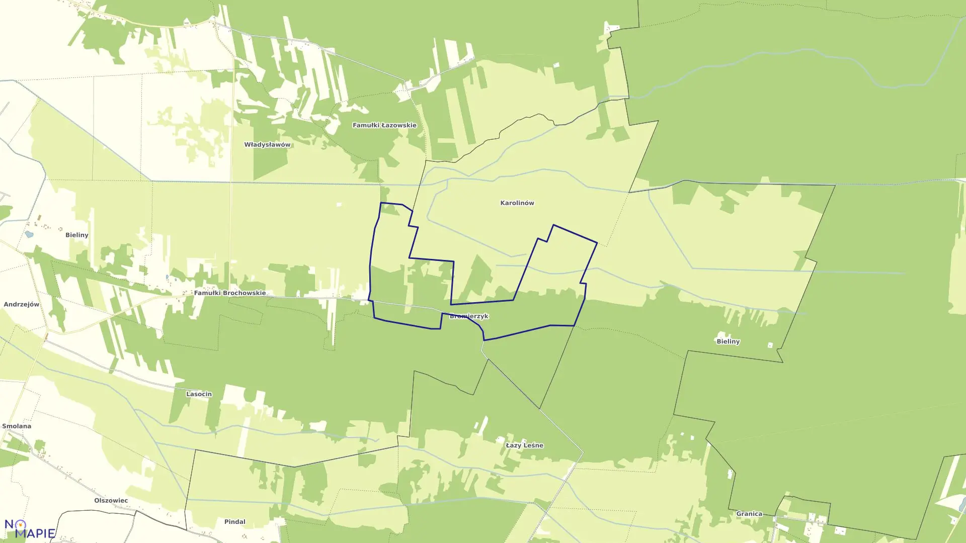 Mapa obrębu BROMIERZYK w gminie Kampinos