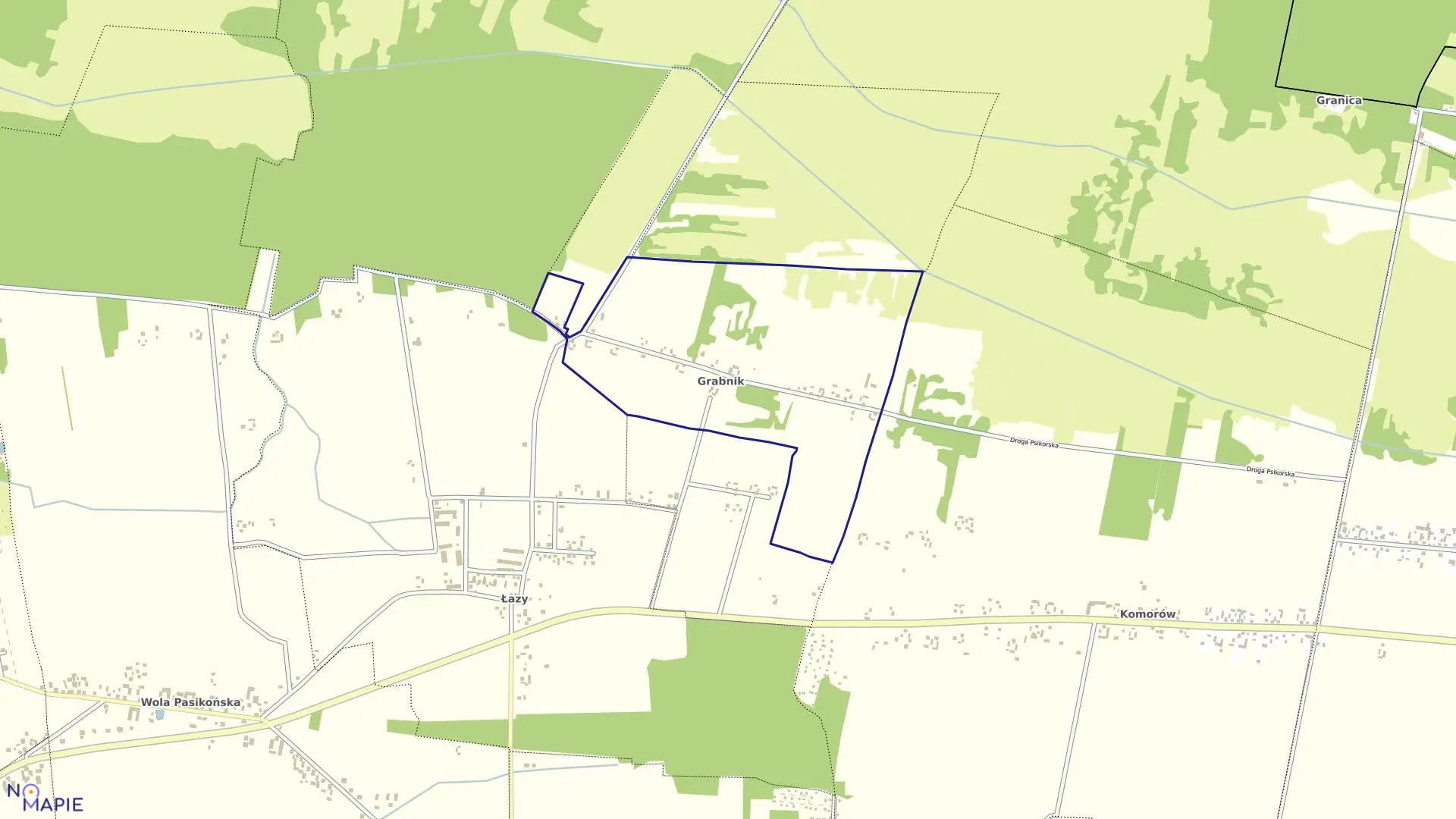 Mapa obrębu GRABNIK w gminie Kampinos