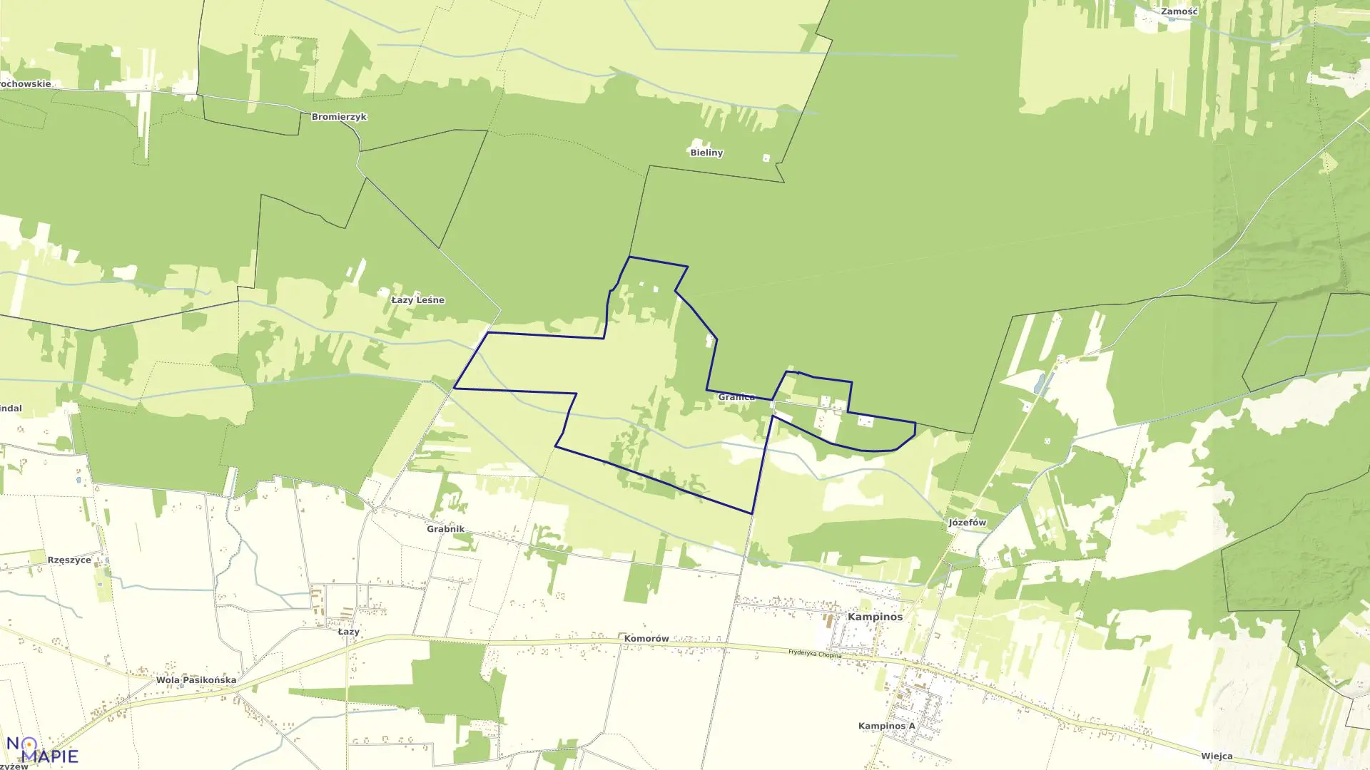 Mapa obrębu GRANICA w gminie Kampinos