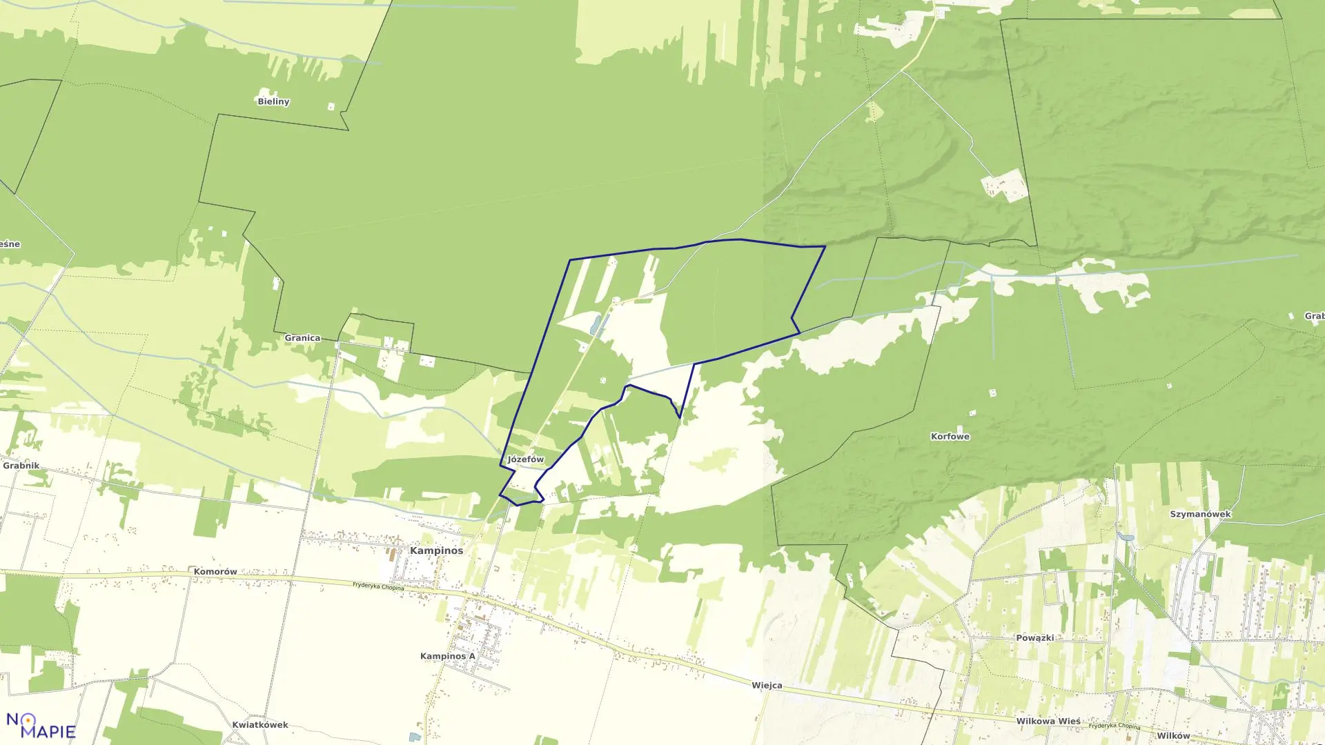 Mapa obrębu JÓZEFÓW w gminie Kampinos