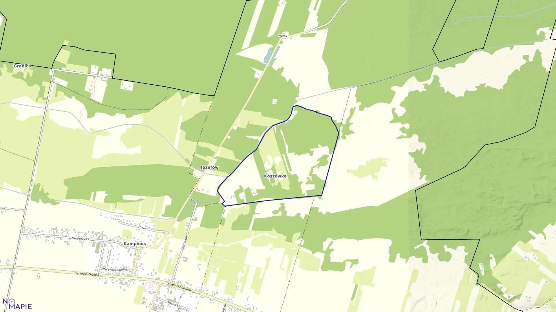 Mapa obrębu KOSZÓWKA w gminie Kampinos