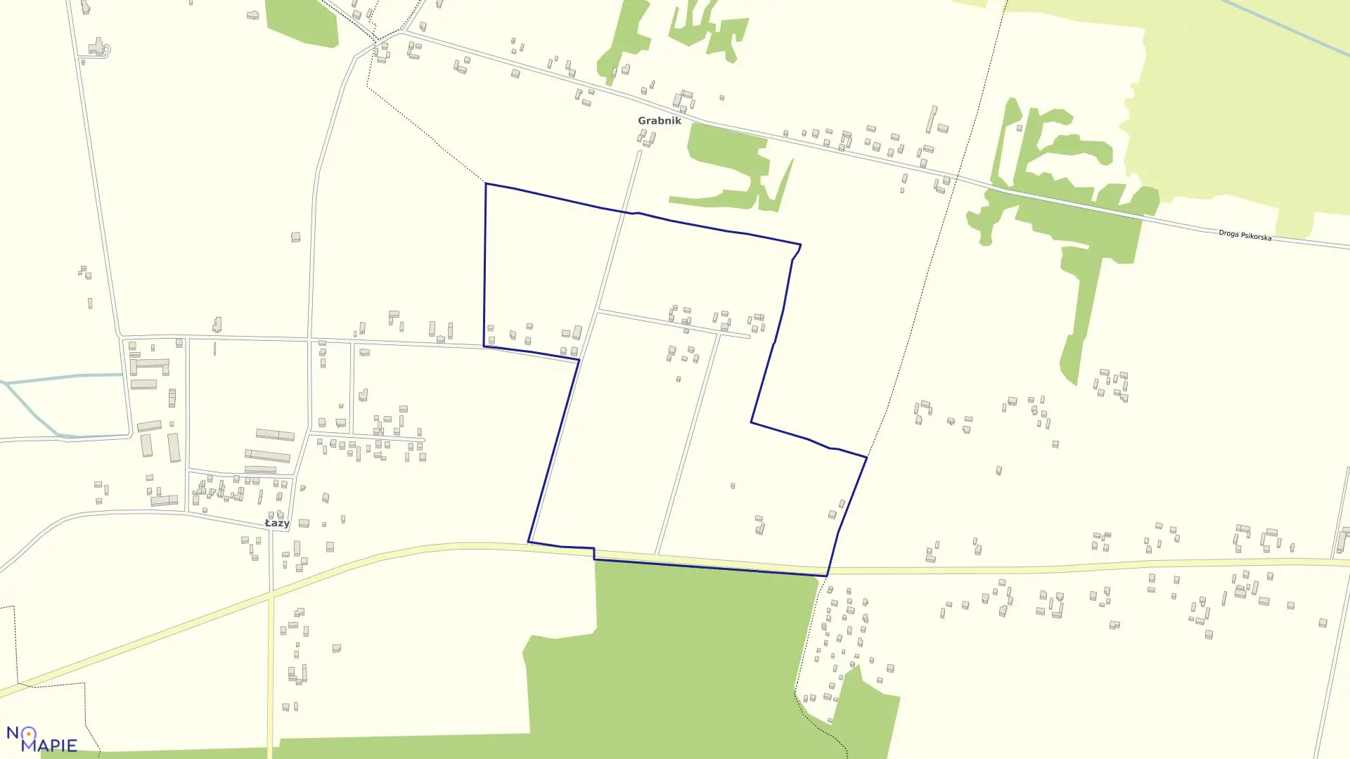 Mapa obrębu Łazy Kol. Ludwików w gminie Kampinos